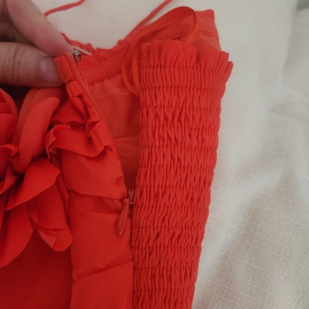 NWT Sage The Label Dream Skies Orange Halter Jumpsuit Detachable Flower- Small - Picture 7 of 16